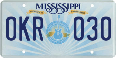 MS license plate OKR030