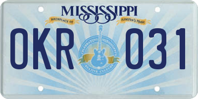 MS license plate OKR031