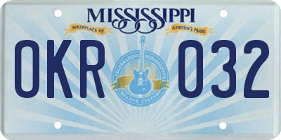 MS license plate OKR032