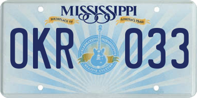 MS license plate OKR033