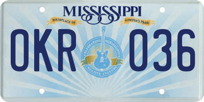 MS license plate OKR036