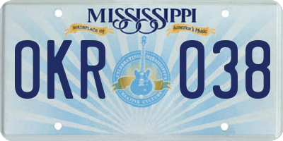 MS license plate OKR038
