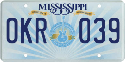 MS license plate OKR039