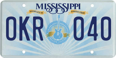 MS license plate OKR040