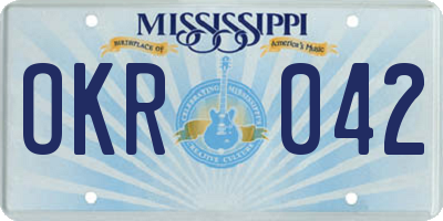 MS license plate OKR042
