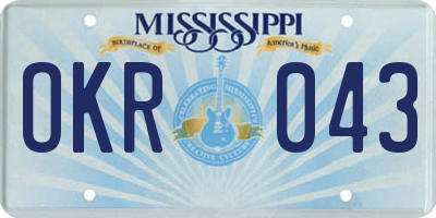 MS license plate OKR043