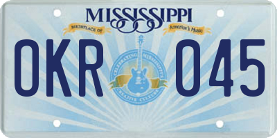 MS license plate OKR045