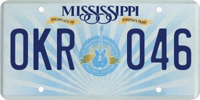 MS license plate OKR046