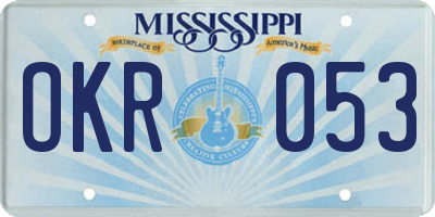 MS license plate OKR053