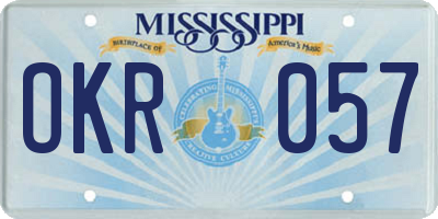 MS license plate OKR057