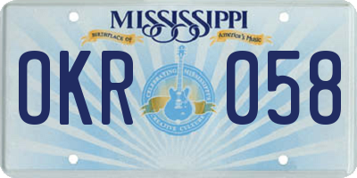 MS license plate OKR058