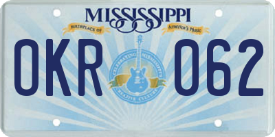 MS license plate OKR062