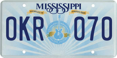 MS license plate OKR070
