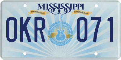 MS license plate OKR071