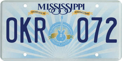 MS license plate OKR072