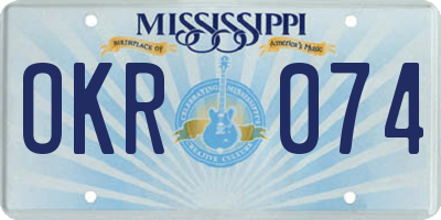 MS license plate OKR074
