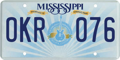 MS license plate OKR076