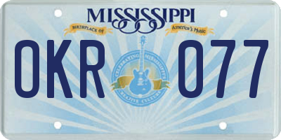 MS license plate OKR077