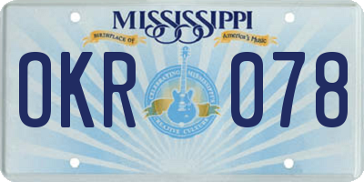 MS license plate OKR078