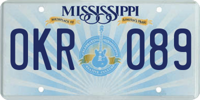 MS license plate OKR089