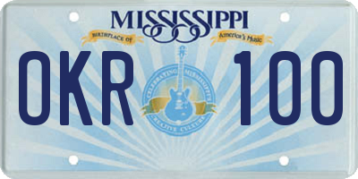 MS license plate OKR100