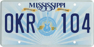 MS license plate OKR104
