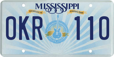 MS license plate OKR110