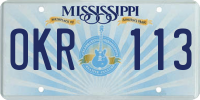 MS license plate OKR113
