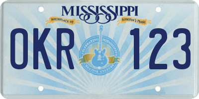 MS license plate OKR123