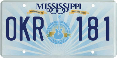 MS license plate OKR181