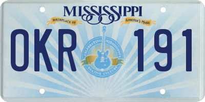 MS license plate OKR191