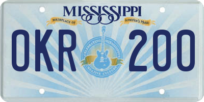 MS license plate OKR200