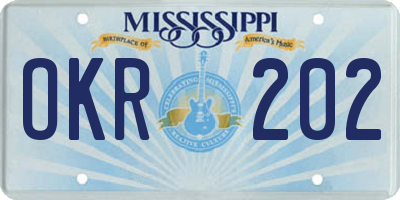 MS license plate OKR202