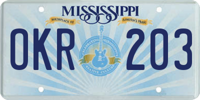 MS license plate OKR203
