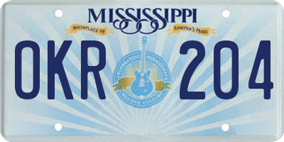 MS license plate OKR204