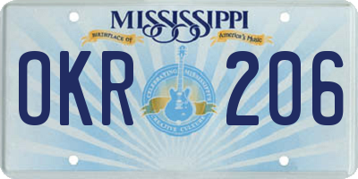 MS license plate OKR206