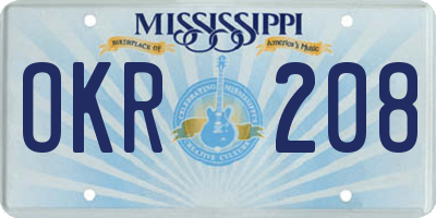 MS license plate OKR208
