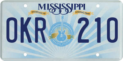 MS license plate OKR210