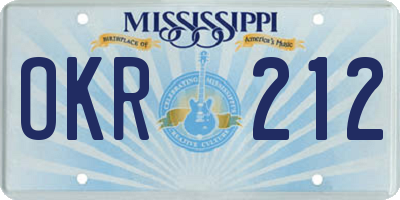 MS license plate OKR212