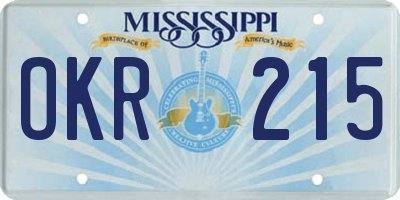 MS license plate OKR215