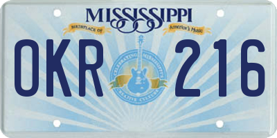 MS license plate OKR216