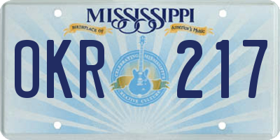 MS license plate OKR217