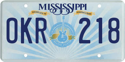 MS license plate OKR218