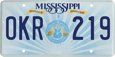 MS license plate OKR219
