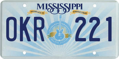MS license plate OKR221