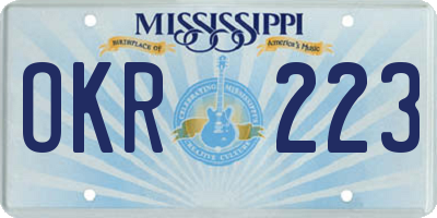 MS license plate OKR223