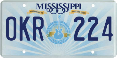 MS license plate OKR224