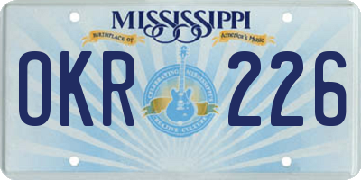 MS license plate OKR226