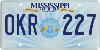 MS license plate OKR227