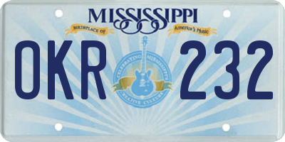 MS license plate OKR232
